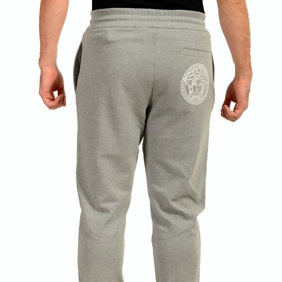 Versace Men's Gray & White Logo Medusa Head Sweat Track Pants US XL IT 54 - Picture 3 of 6